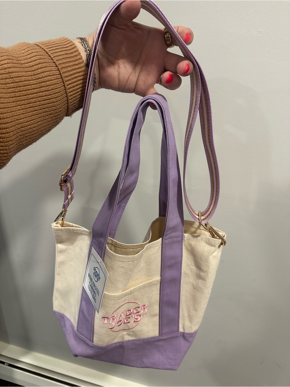 trader joes mini tote purse with strap
